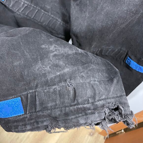 VTG 90s Marithe Francois Girbaud Black Skater Distressed Wide Leg Jeans Men's 40 - Picture 6 of 10